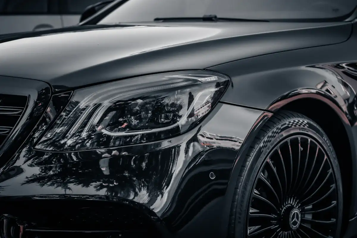 Voiture noire mouillée